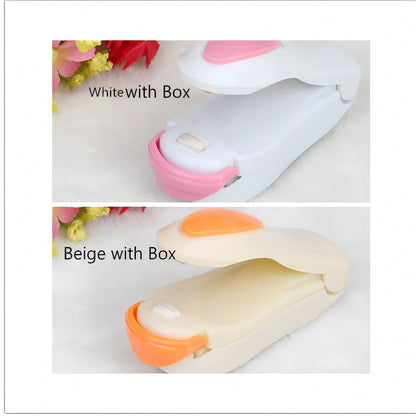 Mini hand pressure heat sealing machine measuring 10cm with magnetic base for plastic bag food preservation
