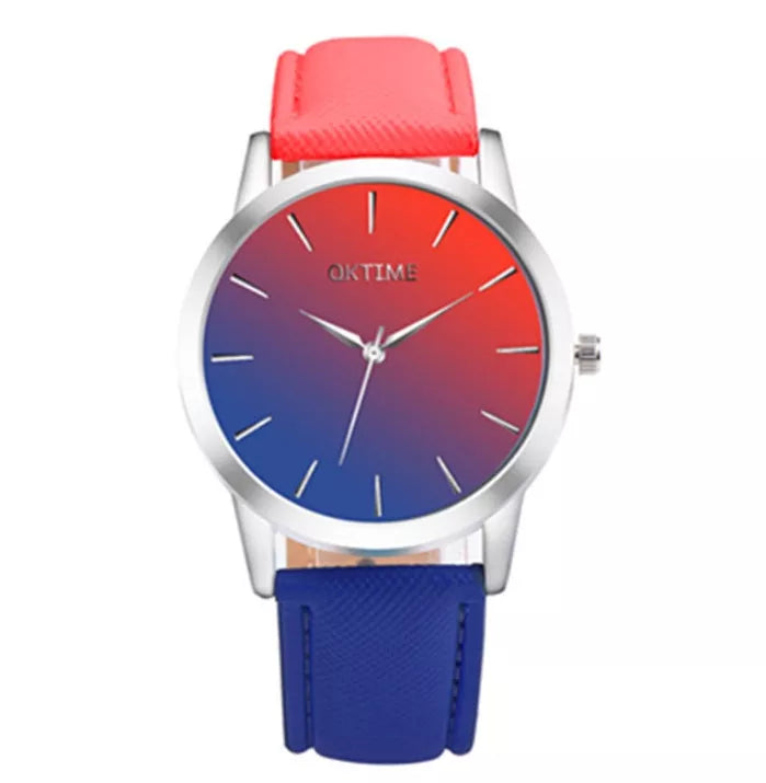 Retro Rainbow Analog Quartz Watch for Women with waterproof feature and vibrant colors