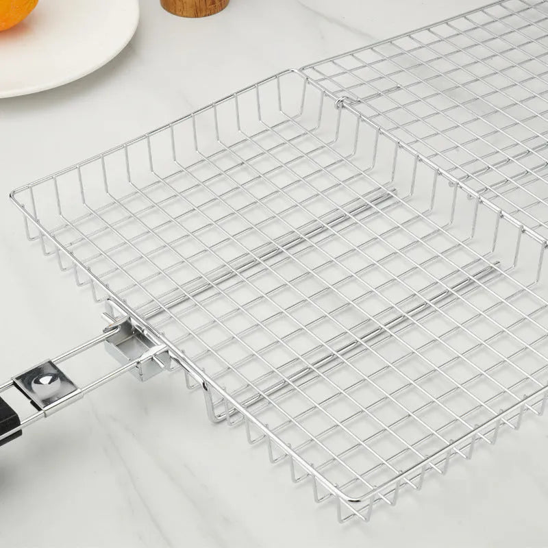 Folding handle BBQ clamp for roast chicken, square multifunctional barbecue clip for outdoor grilling