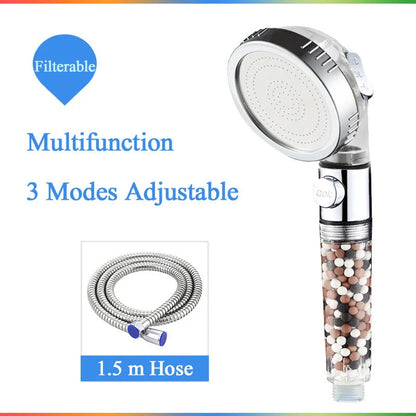 Household Negative Ion Pressurized Shower Head with adjustable modes and water-saving feature
