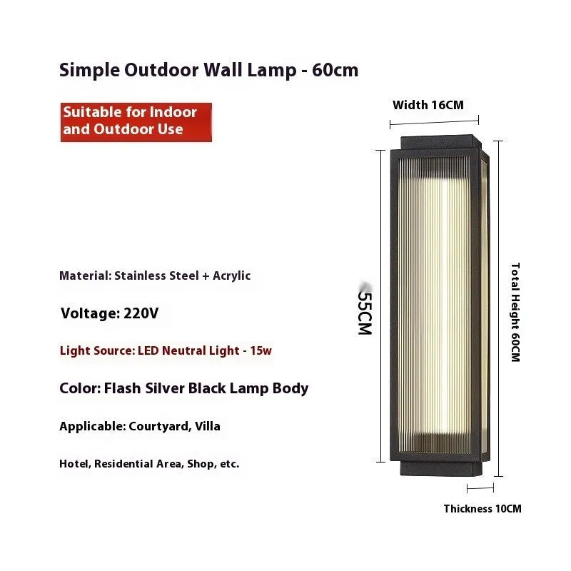 Stainless steel outdoor wall lamp for garden and courtyard lighting