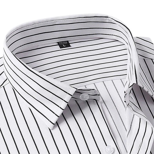 Men's striped long-sleeve shirt in slim-fit design with polyester blend fabric for business wear