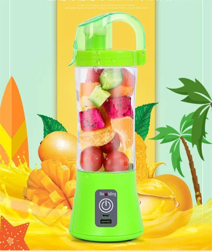 Portable electric smoothie blender with fruit and vegetable ingredients