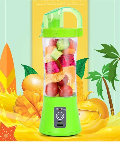 Portable electric smoothie blender with fruit and vegetable ingredients