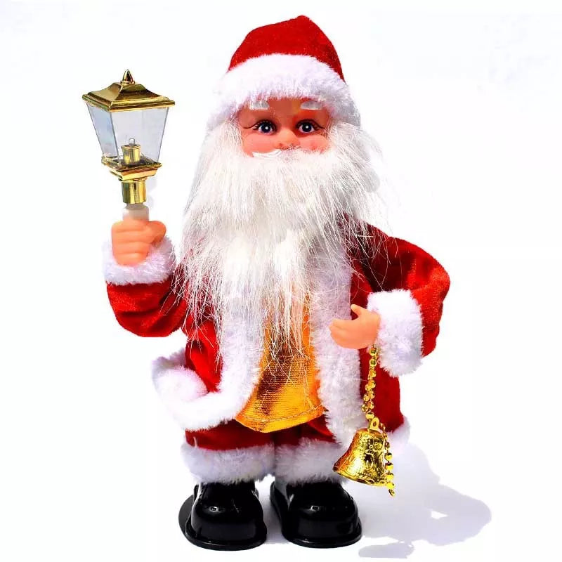 Electric Santa Claus Music Doll playing saxophone, guitar, and drums for holiday decoration