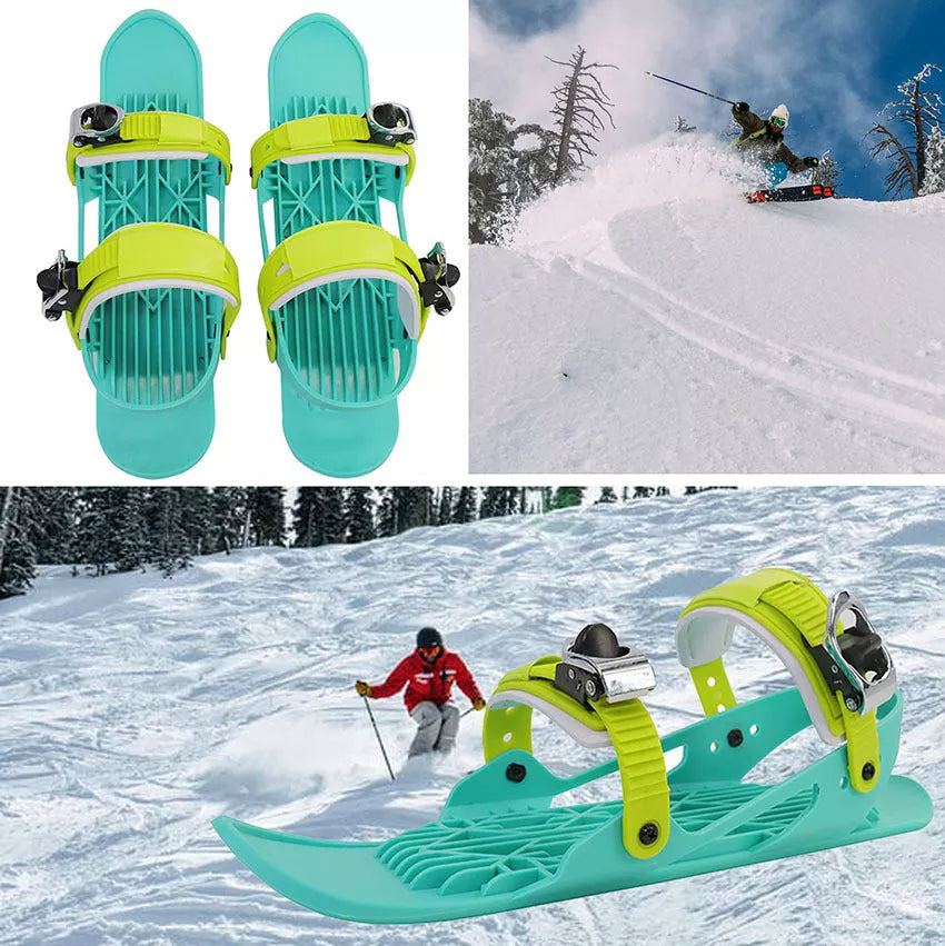 Mini Ski Boots in green black color, lightweight and durable for winter sports
