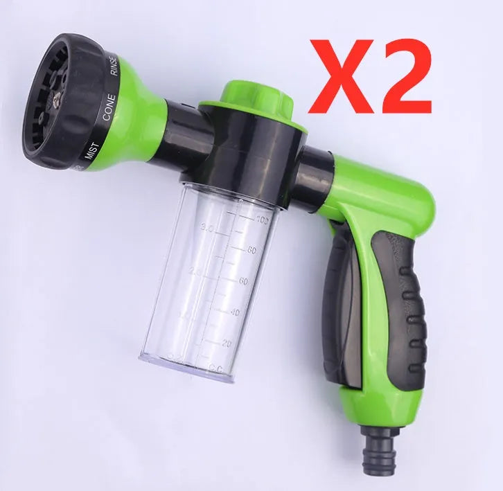 Green high-pressure foam spray gun with adjustable nozzle for car and household cleaning