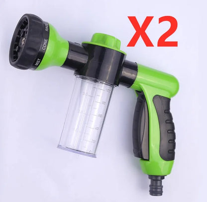 Green high-pressure foam spray gun with adjustable nozzle for car and household cleaning