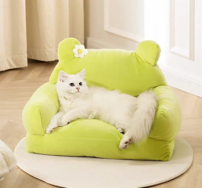 Cloth Cat Nest Large Pet Bed 54x36x45cm Light Green or Light Purple Soft Cloth Cat Nest for Indoor Cats and Small Pets
