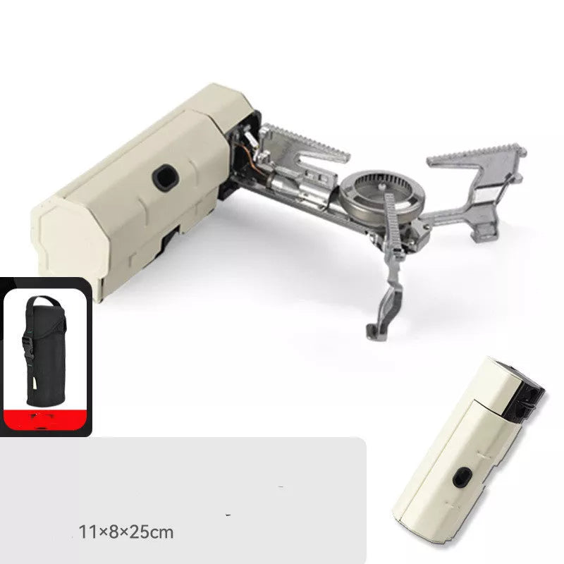 Portable folding cassette stove for outdoor cooking with storage bag