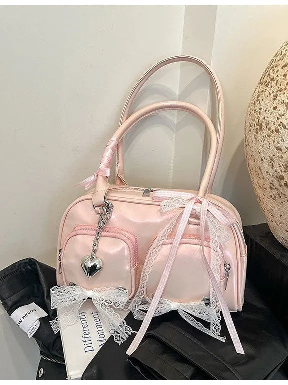 Soft PU casual shoulder bag in horizontal square shape with double straps and phone pocket
