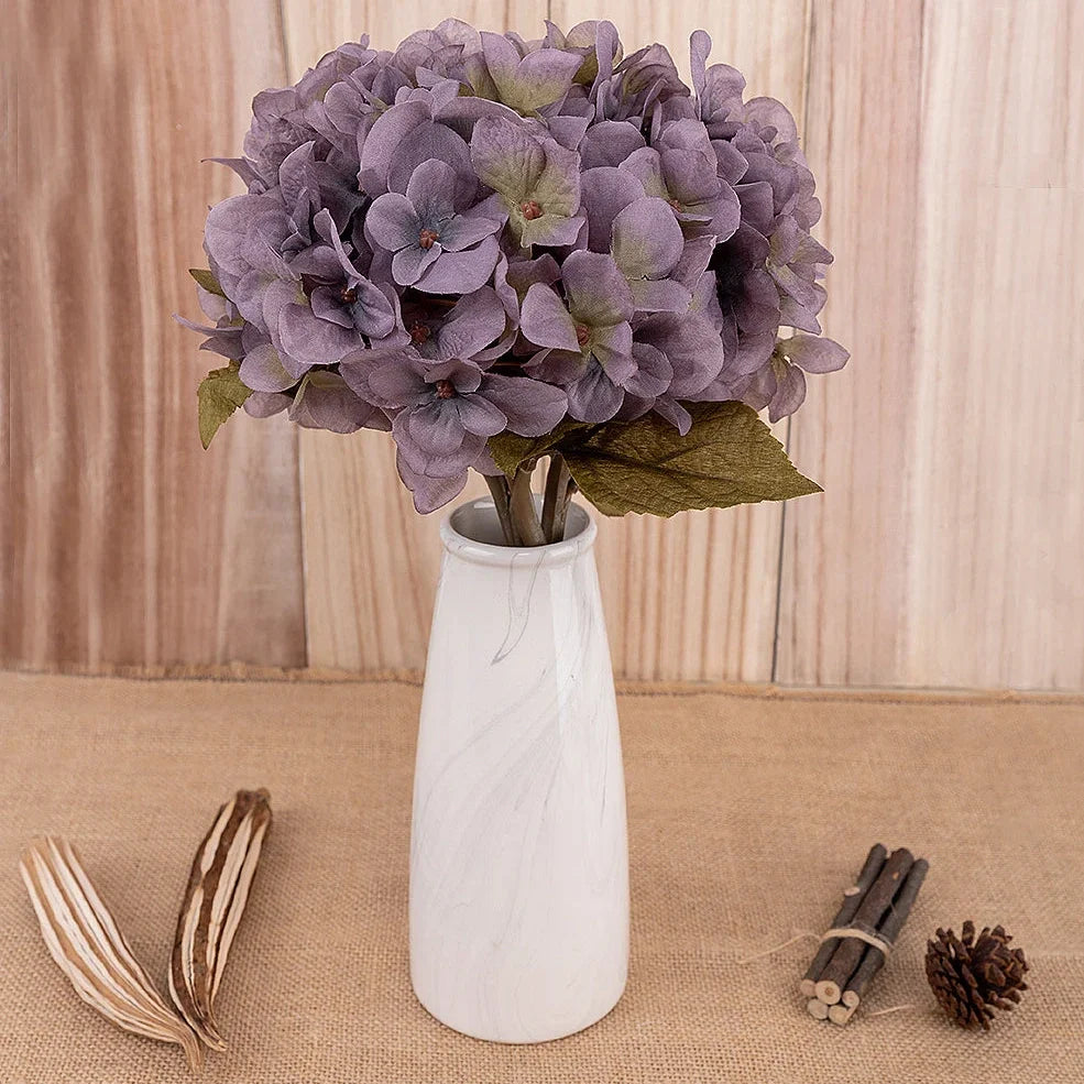 36cm artificial hydrangea branch with 16cm flower head in coffee brown colour