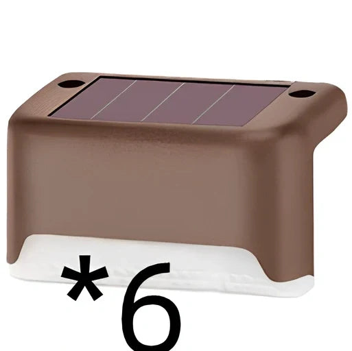 Coffee-coloured solar step light with amorphous silicon panel for outdoor staircase and garden illumination