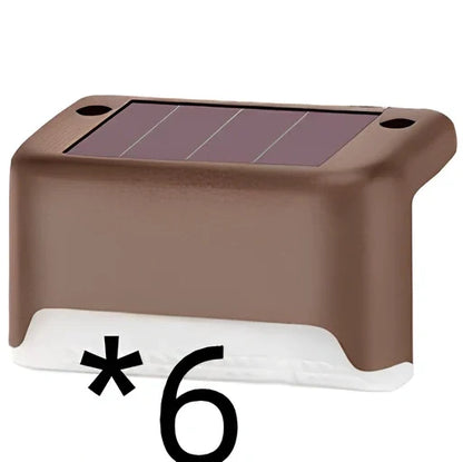 Coffee-coloured solar step light with amorphous silicon panel for outdoor staircase and garden illumination