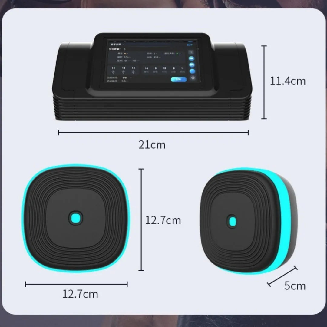 Black split music boxing machine with Bluetooth, hanging target, 6 or 8 targets, PU foam and PP.