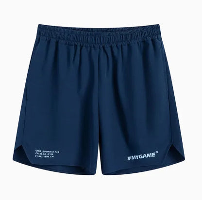 Men's training fitness shorts in blue, black, gray or white with moisture-wicking fabric