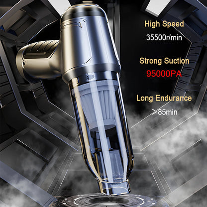 Wireless handheld car vacuum cleaner with multiple nozzle attachments for vehicle interior cleaning