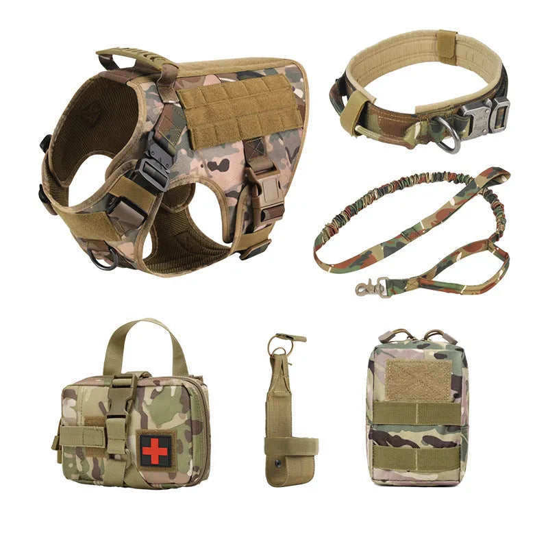 Dog training vest battle suit set in polyester with chain and rope accessories