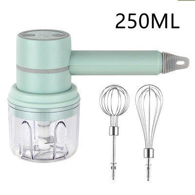Cordless Electric Hand Mixer with 3-speed settings, rechargeable design, and whisk and egg beater attachments for baking