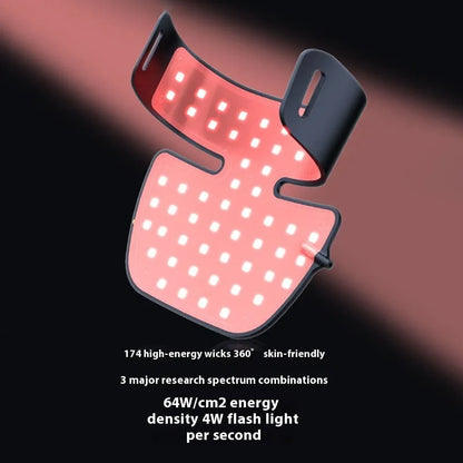 Black LED photon light therapy facial mask for at-home skin treatment on wrinkles and acne.