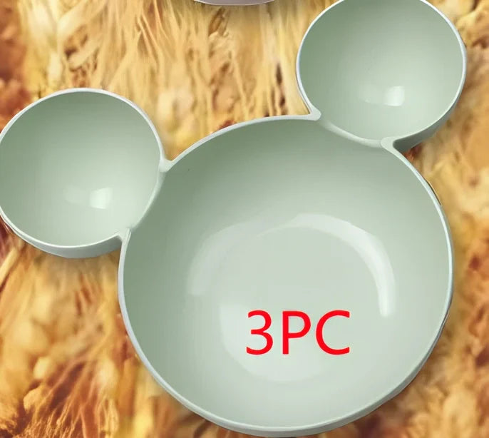 Mickey cartoon wheat straw children's bowl set with pink 21.5 cm bowl, spoon, fork, chopsticks - BPA-free biodegradable kids meal kit