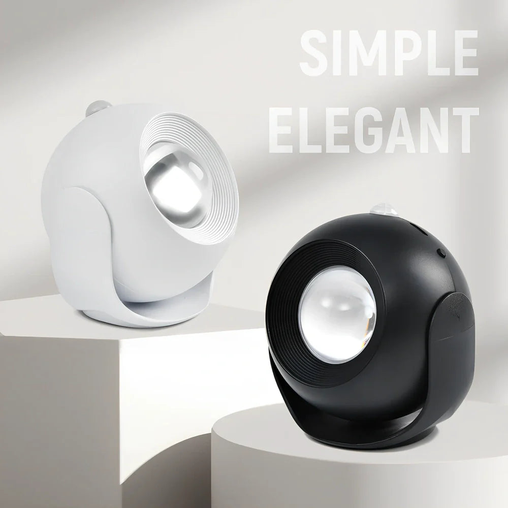 Adjustable angle human sensing wall light with rotating head and adhesive mounting for corridors