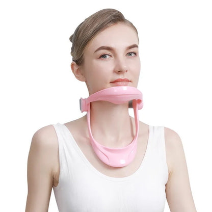 White PP material neck brace showing forward support design for cervical spine alignment