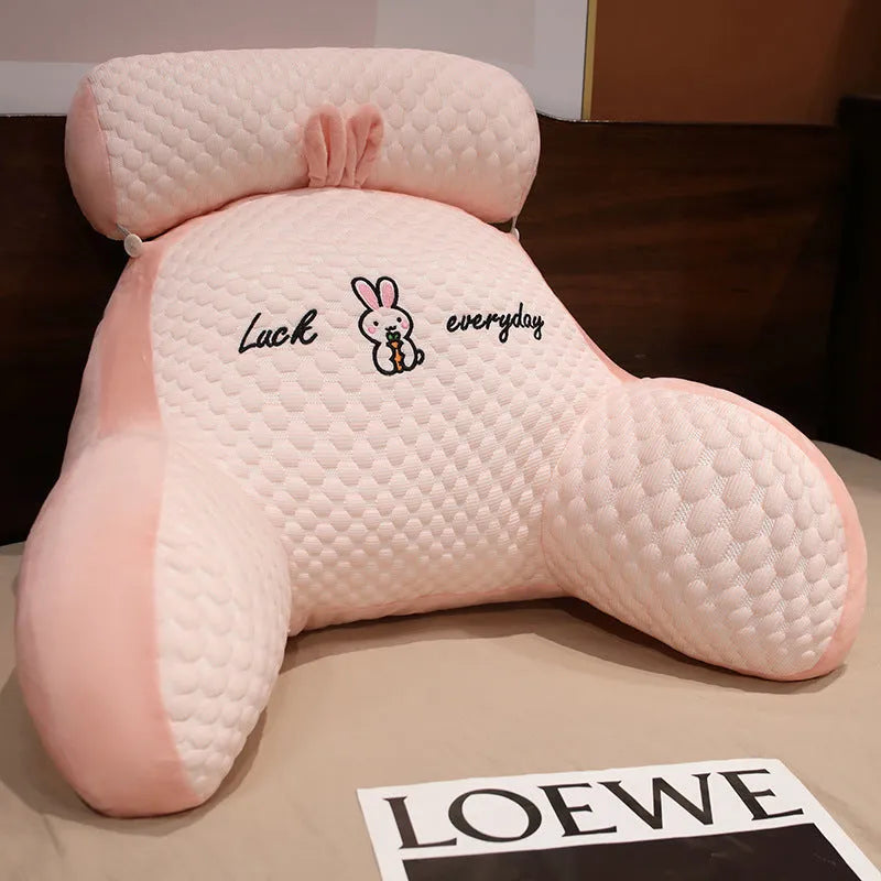 Reading lumbar support cushion in 60x40cm and 70x50cm sizes with embroidery design