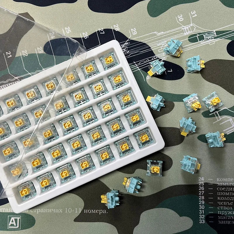 36 Tiger Mo Sea Salt Lemon PRO Mute mechanical keyboard switches with linear design and 45g actuation force