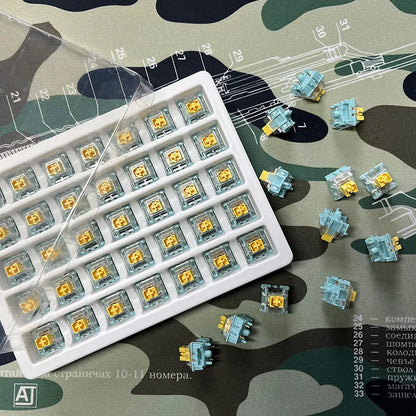 36 Tiger Mo Sea Salt Lemon PRO Mute mechanical keyboard switches with linear design and 45g actuation force