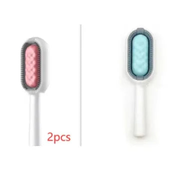 Green plastic pet hair removal comb with disposable wipes for cats and dogs