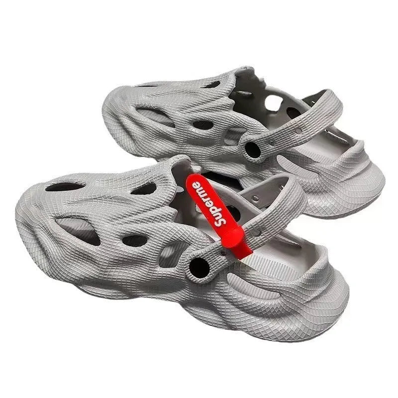 Coconut slippers with closed toe design in EVA material available in grey, black, white, and khaki colours
