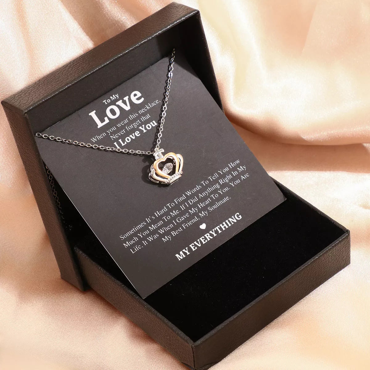 Mother's Day gift necklace with heart-shaped alloy pendant in gift box