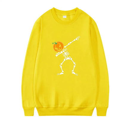 Women's printed crew neck long-sleeve top in black, red, yellow, white, or orange red colours
