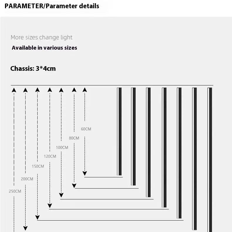 80cm aluminium LED wall lamp with PC shade showing three colour temperature options
