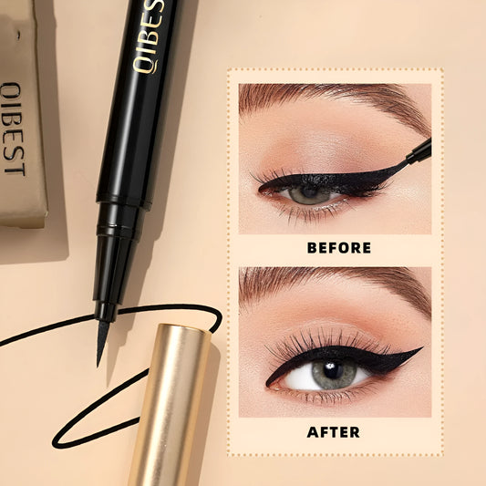 Black liquid eyeliner pen with sweat-proof and smudge-resistant quick-drying formula.