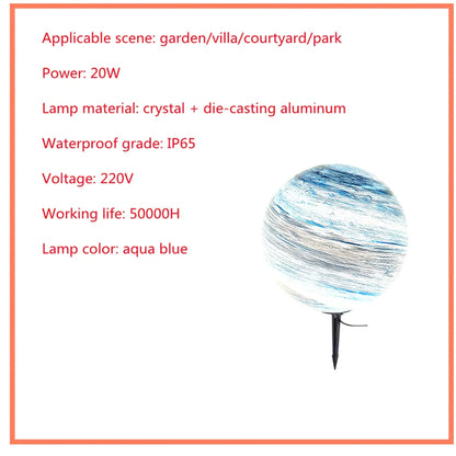 Solar-powered garden lamp in coffee colour with die-cast aluminium and crystal construction, 30cm height