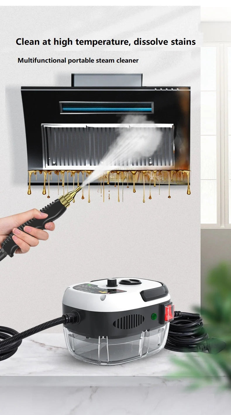 High Pressure Steam Cleaner with large glass water tank and multifunctional spray gun for kitchen cleaning