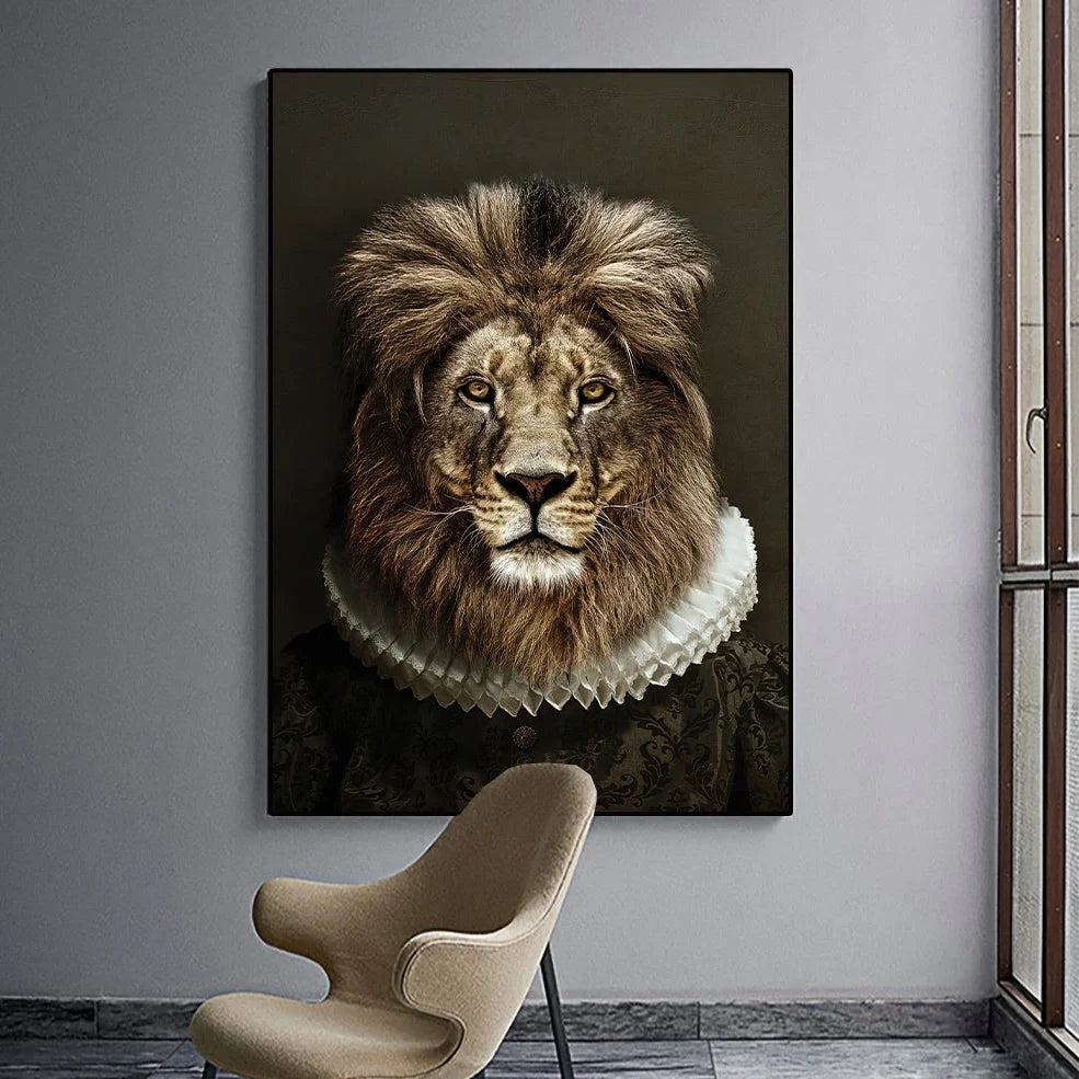 Black wildlife theme canvas poster print with white border for framing in multiple size options