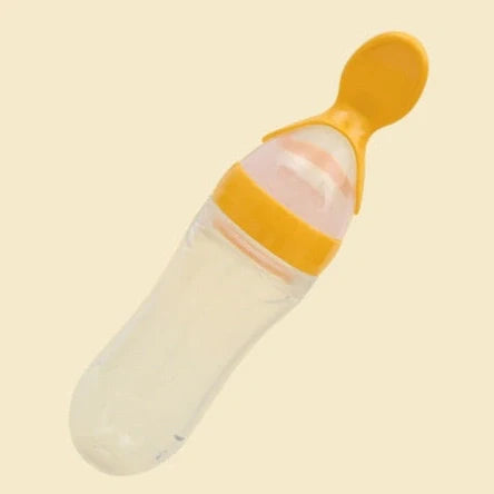 Blue baby silicone feeding spoon with 90ml capacity for rice paste and semi-liquid foods