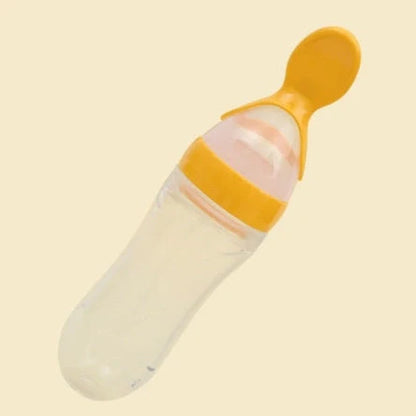 Blue baby silicone feeding spoon with 90ml capacity for rice paste and semi-liquid foods