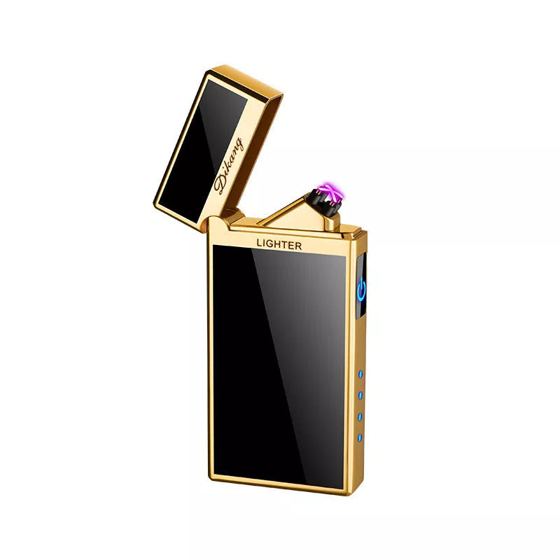 Double Arc Cigarette Lighter in golden-black with touch sensing and charging