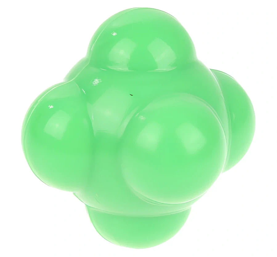 Blue hexagonal reaction training ball with knobbed surface, 60mm diameter