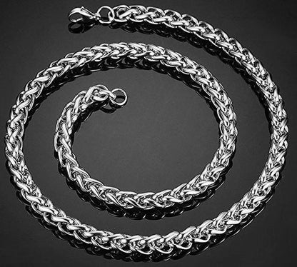 Men's Titanium Steel Keel Chain Necklace in punk style with silver finish