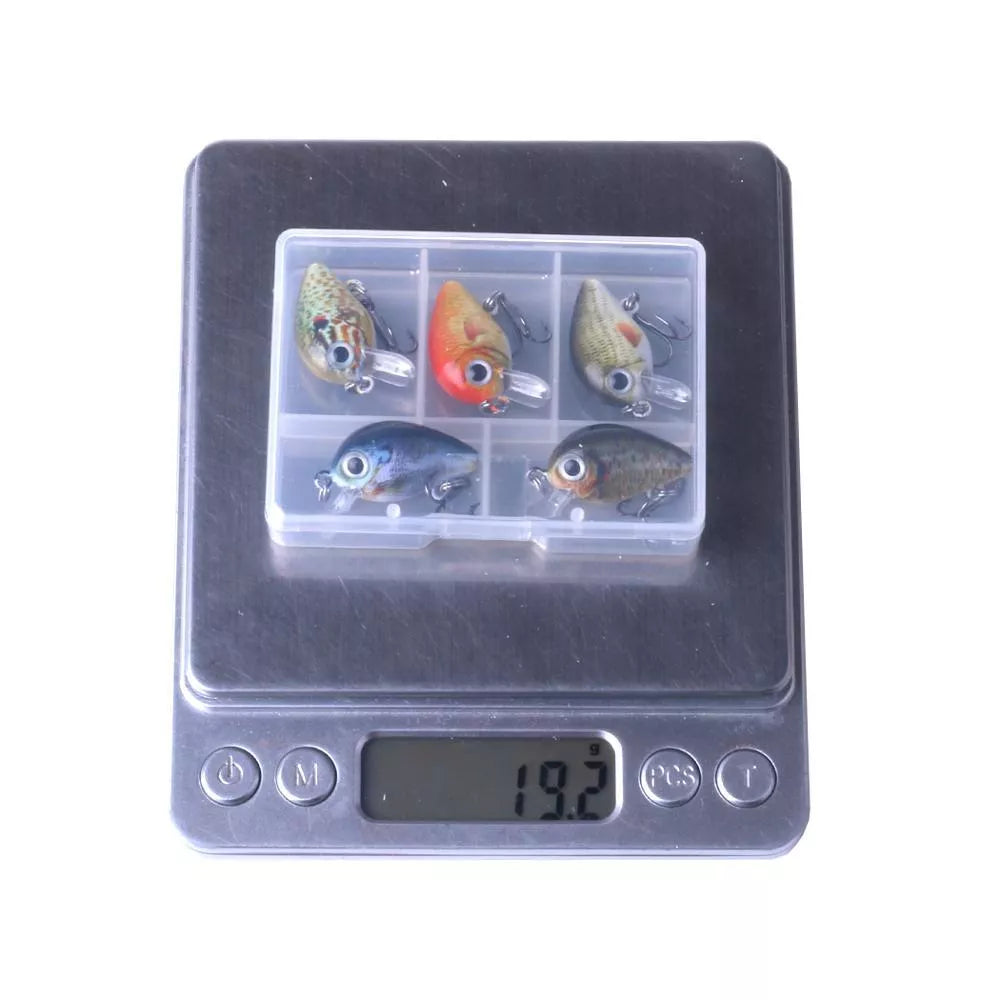 Mini Crankbait fishing lures set with bright colors and 3D holographic eyes