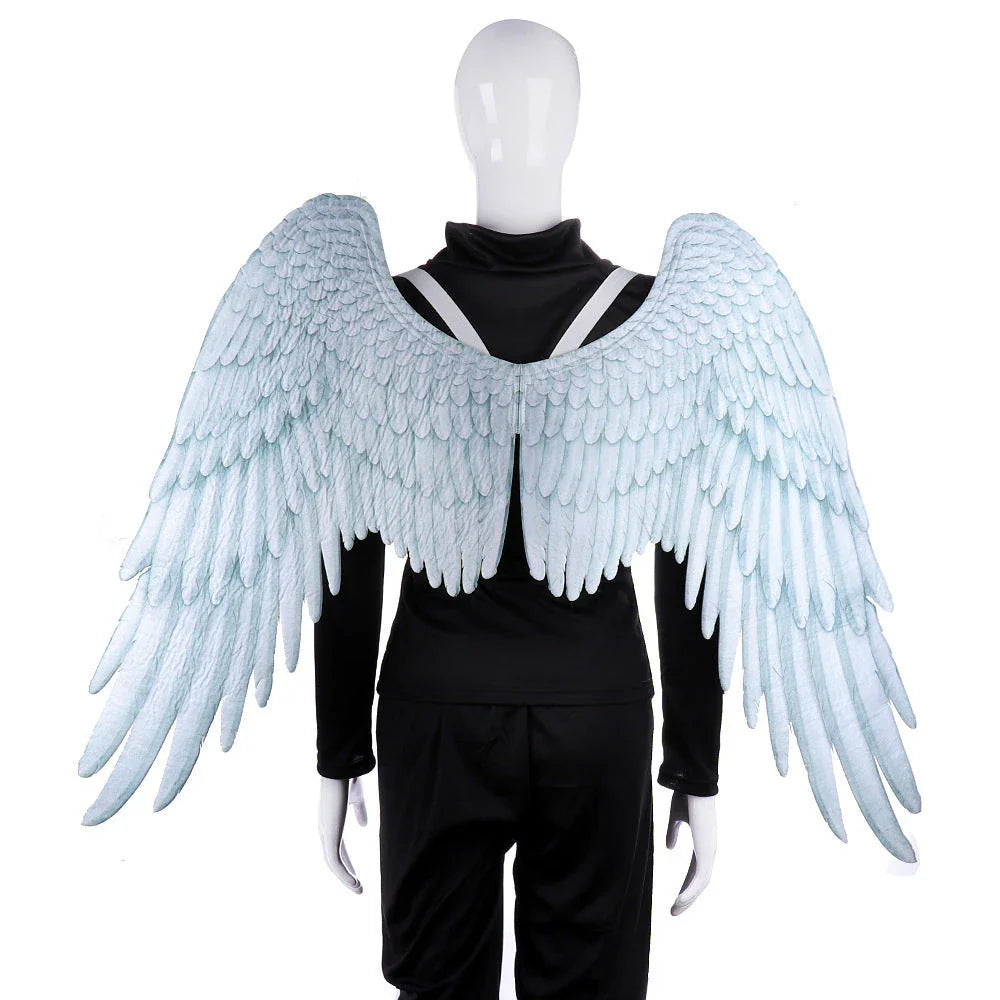 Captivating 3D Angel Wings in white and black, perfect for costume parties, cosplay, and more