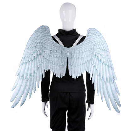 Captivating 3D Angel Wings in white and black, perfect for costume parties, cosplay, and more