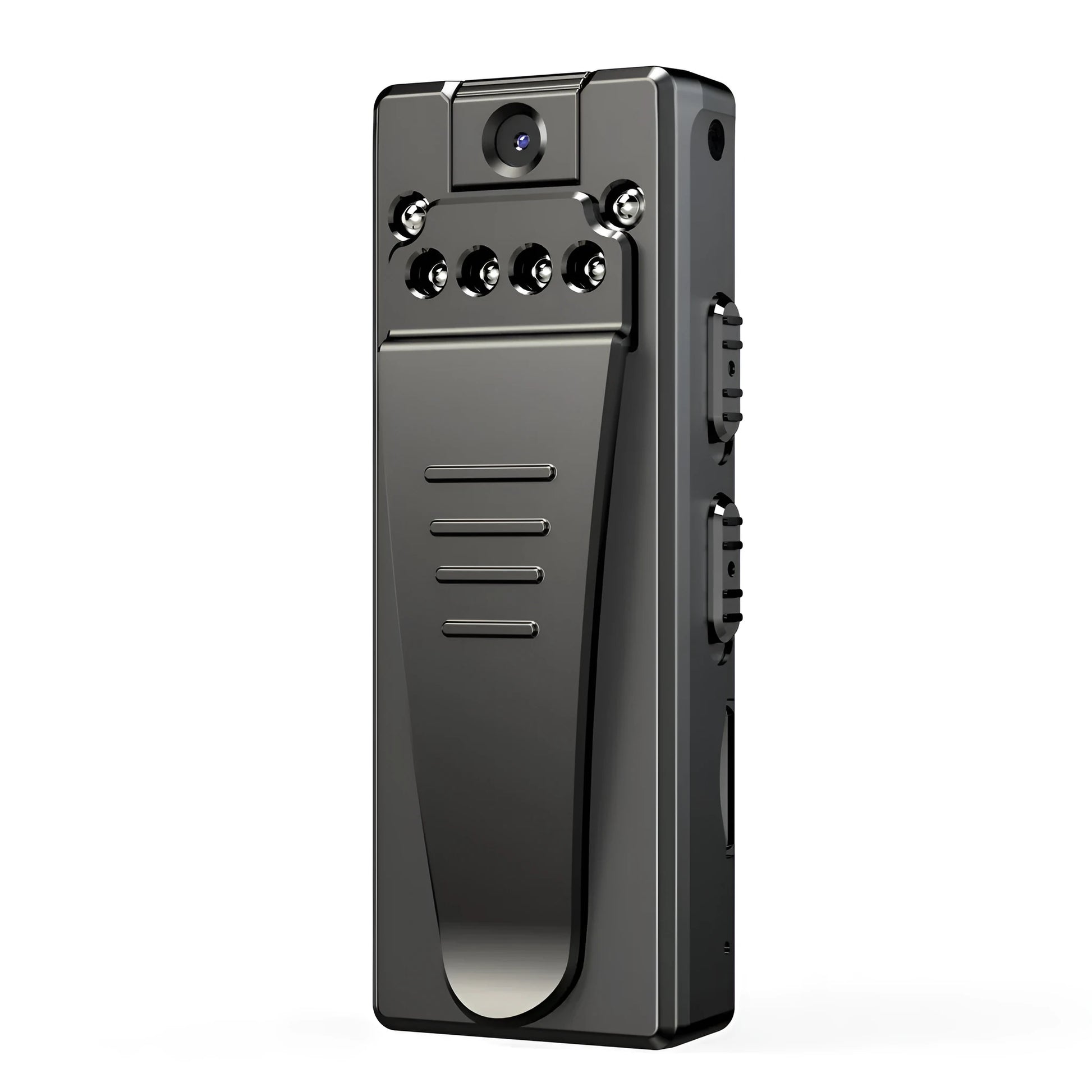 Black 1080p HD DV camera with a rotating lens on a stand.