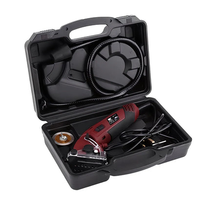 ROTORAZER compact hand-held saw with parallel rail accessory and 54.8mm blade