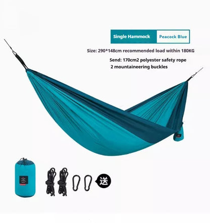 Double anti-rollover hammock swing in orange, grey, or blue for outdoor camping